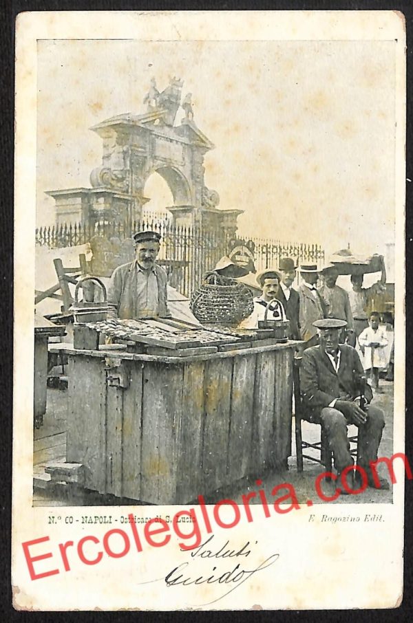 ah3717 - CARTOLINA D'EPOCA - Napoli Città - Ostricaro di San Lucia