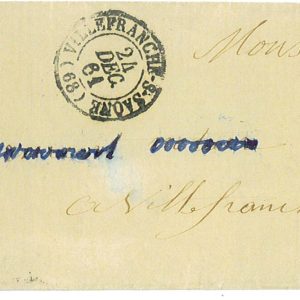 P2865 - FRANCE YVERT 12 A VERT JAUNE, 2 STAMPS ON FOLDED LETTER, LOCAL USE 1861