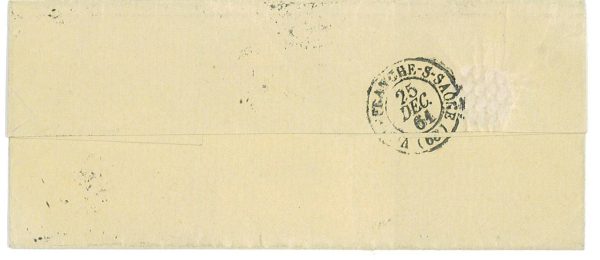 P2865 - FRANCE YVERT 12 A VERT JAUNE, 2 STAMPS ON FOLDED LETTER, LOCAL USE 1861 - immagine 2
