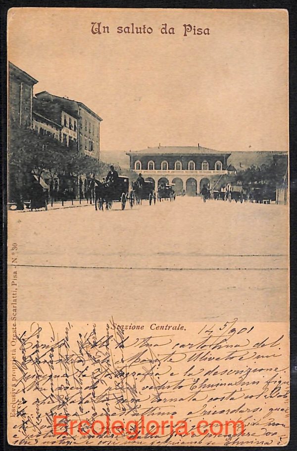 ad0199 - CARTOLINA D'EPOCA - Pisa Città - Stazione Centrale  1901