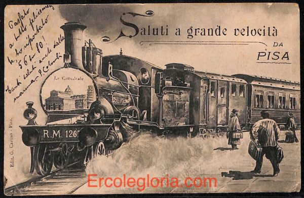 ad0203 - CARTOLINA D'EPOCA - Pisa Città - Saluti a grande VELOCITÀ  1905