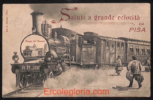 ad0204 - CARTOLINA D'EPOCA - Pisa Città - Saluti a grande VELOCITÀ