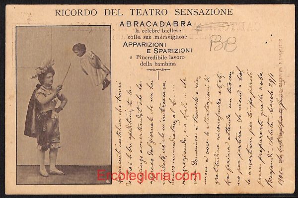 ae1811 - CARTOLINA  D'EPOCA - Biella Città - Teatro Sensazione  ''ABRACADABRA''