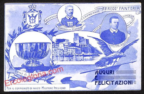 ah3739 - CARTOLINA D'EPOCA - Napoli Città - 75° Reggimento  Fanteria