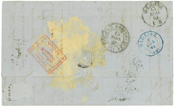 P2889 - PORTUGAL, 1861 MUNDOFIL NR. 13 ON FULL LETTER TO ITALY, 1861, - immagine 2