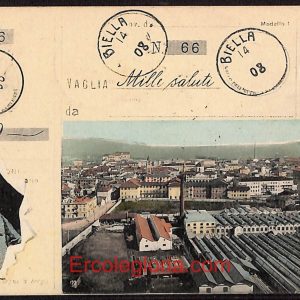 ae1813 - CARTOLINA  D'EPOCA - Biella Città - Panorama  1911