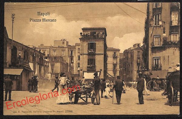 ah3743 - CARTOLINA D'EPOCA - Napoli Città - Piazza Mercato