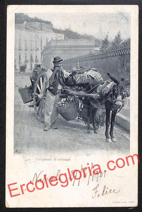 ah3746 - CARTOLINA D'EPOCA - Napoli Città - Venditore si erbaggi