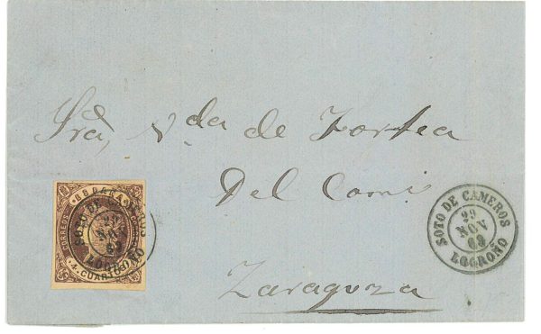 P2893 - SPAIN EDIFIL 58, FROM SOTO DE CAMEROS (LOGRONO) 1863