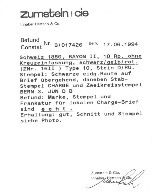 P2895 - ZUMSTEIN 16 II ON COMPLETE FOLDED LETTER, FROM BERNA, 1853, 4 MARGINS - immagine 3