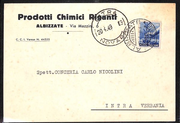 ab4907-  CARTOLINA  D'EPOCA -  Varese Provincia  :  ALBIZZATE  1949