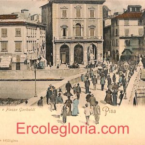 ad0296 - CARTOLINA D'EPOCA - Pisa Città - Piazza Garibaldi e Ponte di Mezzo