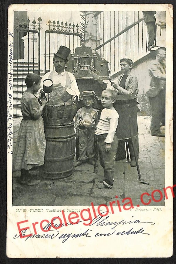 ah3764 - CARTOLINA D'EPOCA - Napoli Città - Venditore di Castagne