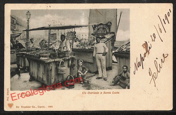 ah3770 - CARTOLINA D'EPOCA - Napoli Città - Un Ostricaio a Santa Lucia