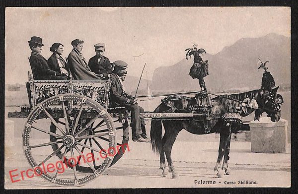 ah5231 - CARTOLINA D'EPOCA - Palermo Città - Carro Siciliano