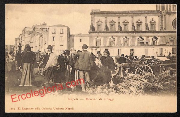 ah3774 - CARTOLINA D'EPOCA - Napoli Città - Mercato di erbaggi