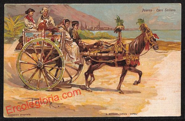 ah5237 - CARTOLINA D'EPOCA - Palermo Città - Carro Siciliano