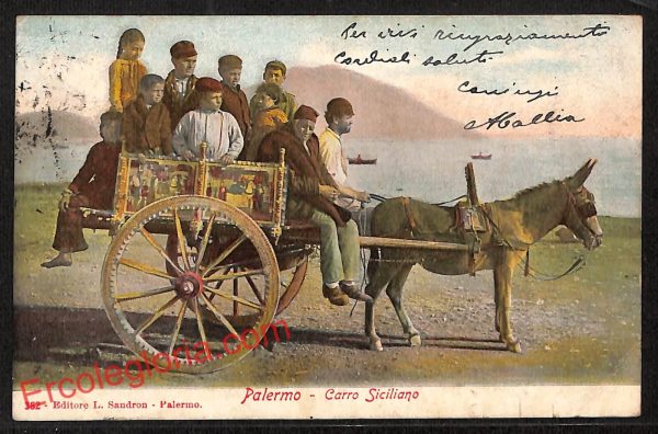 ah5238 - CARTOLINA D'EPOCA - Palermo Città - Carro Siciliano