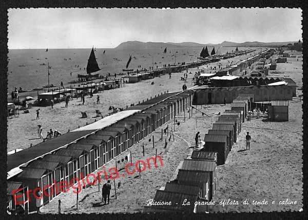 ah9955 - CARTOLINA D'EPOCA - Riccione Città - La Spiaggia