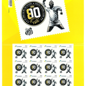 P4073 - BRAZIL, 80TH PELÉ’S BIRTHDAY, SANTOS FC. FULL SHEET OF 12 IN MNH