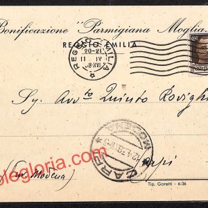 ah9806 - STORIA POSTALE - Reggio Emilia - Bonificazione ''Parmigiana Moglia''