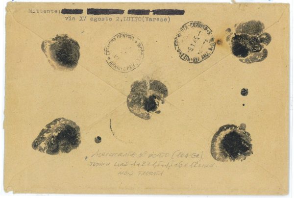 P2487 - ITALIA RSI 8.1.1945 LETTERA RACCOMANDATA AFFRANCATA CON PACCHI POSTALI - immagine 2