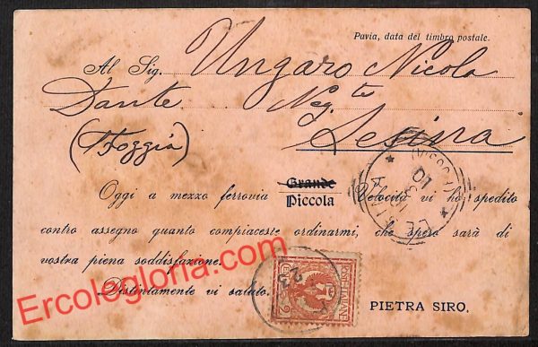 ah5963 - STORIA POSTALE - Pavia Città - Fabbrica di Zoccolo Pietra Siro - immagine 2
