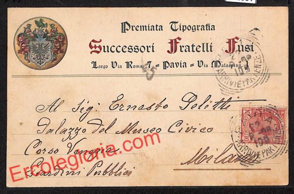 ah5964 - STORIA POSTALE - Pavia Città - Successori Fratelli Fusi