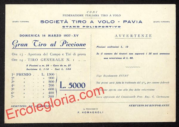 ah5972 - STORIA POSTALE - Pavia Città - Società Tiro a Volo - immagine 2