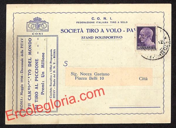 ah5978 - STORIA POSTALE - Pavia Città - Società Tiro a Volo
