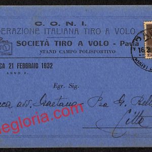 ah5980 - STORIA POSTALE - Pavia Città - Società Tiro a Volo