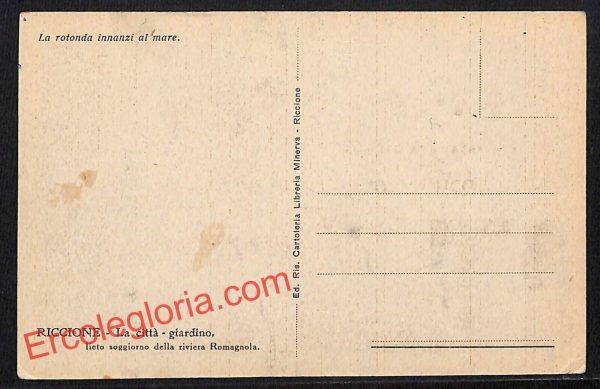 ah9965 - CARTOLINA D'EPOCA - Riccione Città - La Rotonda innanzi al Mare - immagine 2