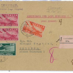 P2495 - ITALIA 19.2.1946 RACCOMANDATA INTERNA IN TARIFFA