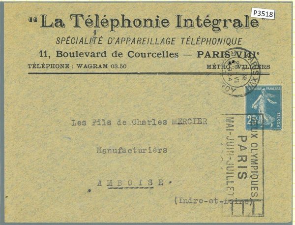 P3518 -OLYMPIC GAMES PARIS 1924   ,  28.6.24 FENCING COMPETIONS,