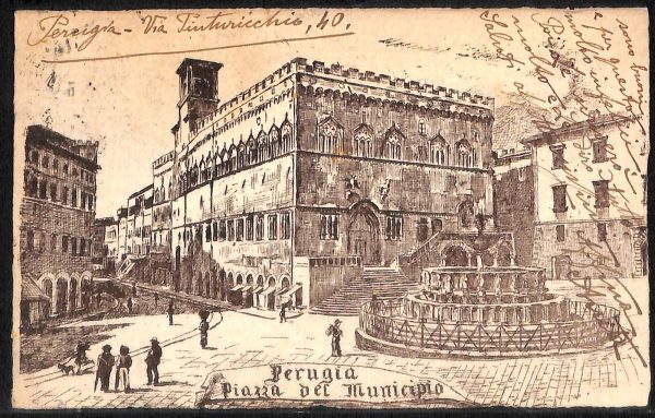 aa9852 - CARTOLINA  D'EPOCA - Perugia Città - Piazza del Municipio  1918