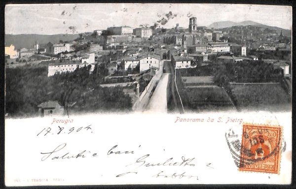 aa9854 - CARTOLINA  D'EPOCA - Perugia Città - Panorama da S. Pietro  1906