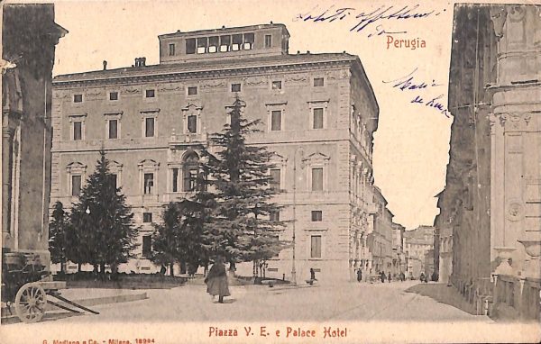 aa9863 - CARTOLINA  D'EPOCA - Perugia Città - Piazza V. E. e Palace Hotel 1907