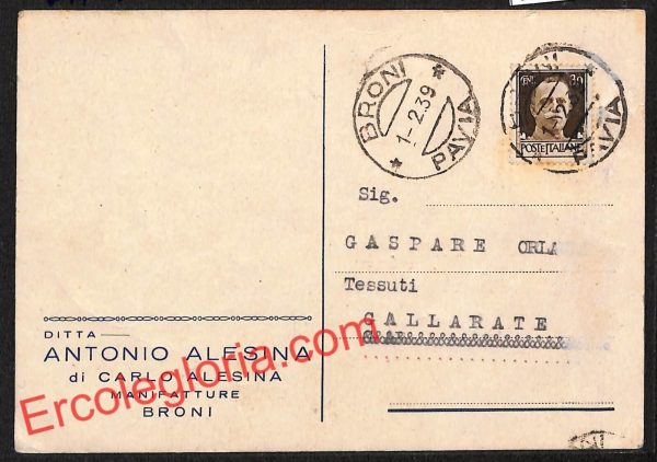 ah6009 - STORIA POSTALE - Pavia Provincia - Broni