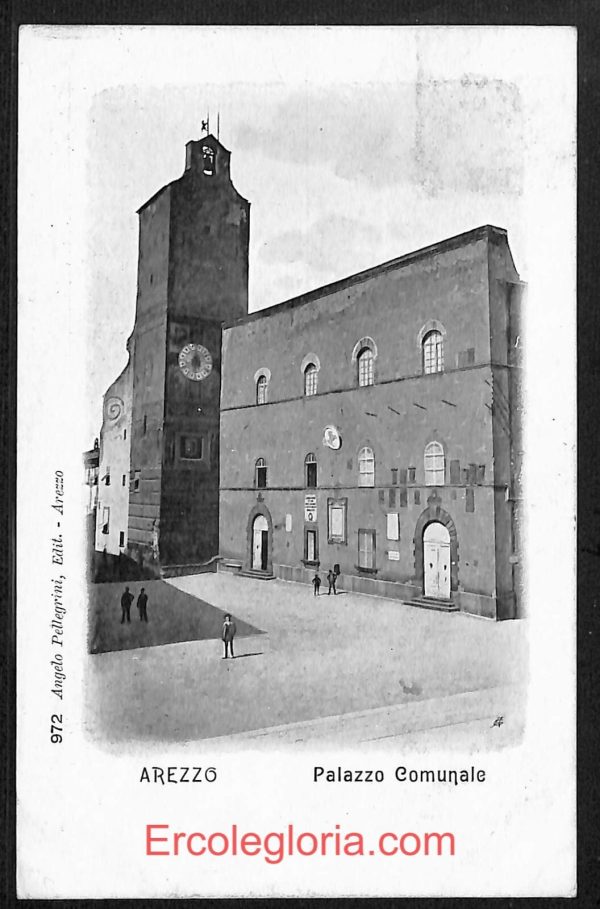 ae0005 - CARTOLINA  D'EPOCA - Arezzo Città - Palazzo Comunale  1909