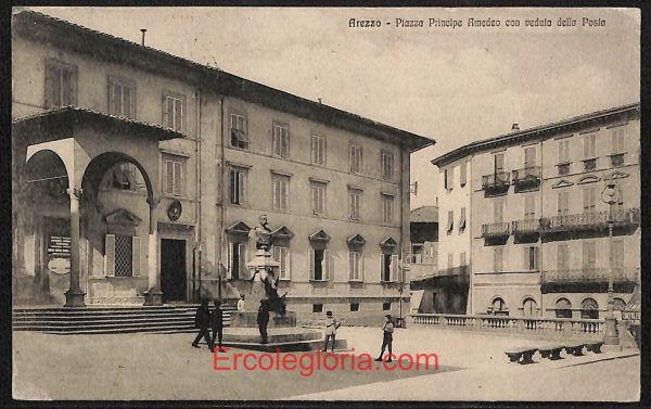 ae0019 - CARTOLINA  D'EPOCA - Arezzo Città - Piazza Principale Amedeo  1921