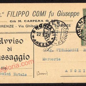 ae6982 - CARTOLINA D'EPOCA - Firenze Città - Filippo Comi fu Giuseppe  1923