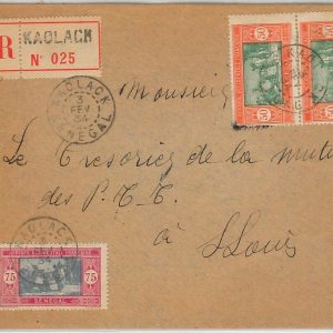 45187 - SENEGAL - POSTAL HISTORY - REGISTERED COVER from KAOLACK 1934