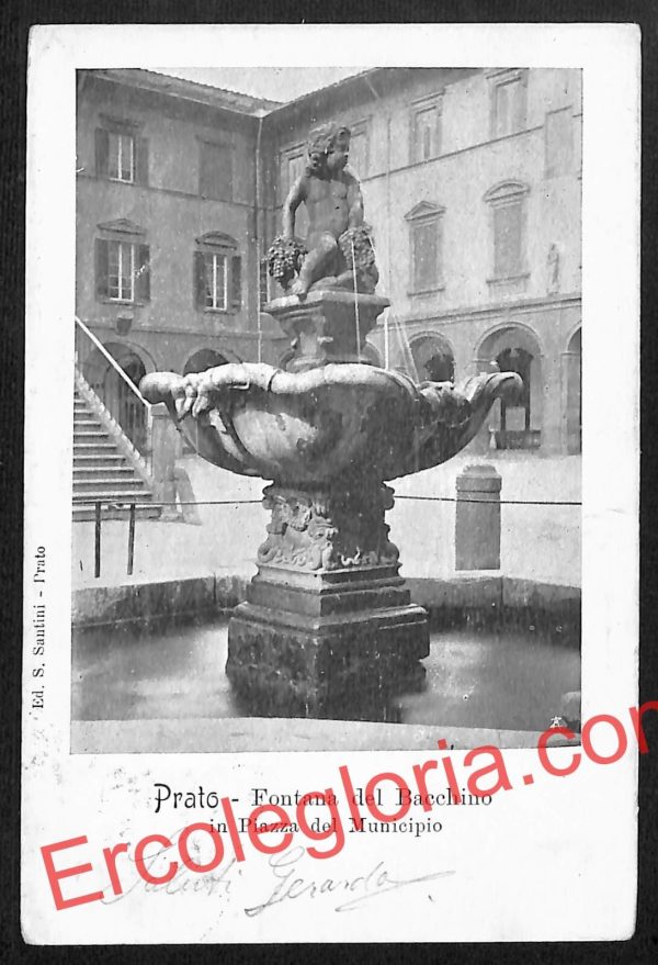 ah9039 - CARTOLINA D'EPOCA - Prato Città - Fontana del Bacchino