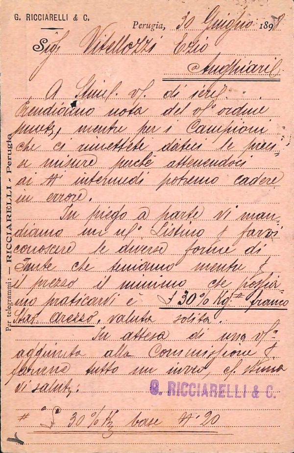 aa9964 - CARTOLINA  D'EPOCA - Perugia Città - 1898 - immagine 2