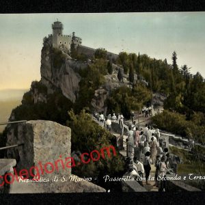 ai4698 - CARTOLINA D'EPOCA - San Marino- Passerella con la Seconda e Terza Torre