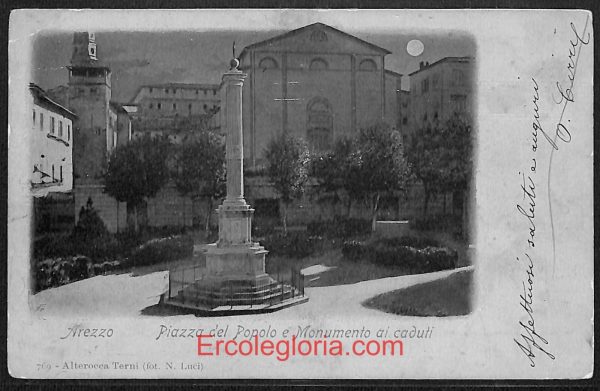 ae0039 - CARTOLINA  D'EPOCA - Arezzo Città - Piazza del Popolo  1902