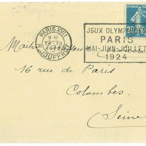 P3488 -OLYMPIC GAMES PARIS 1924 , 21.12.23 SLOGAN CANCEL, R. JOUFFROY (SCARCE)