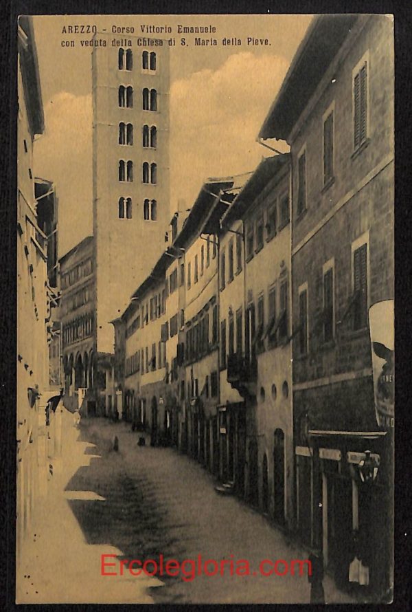 ae0044 - CARTOLINA  D'EPOCA - Arezzo Città - Corso Vittorio Emanuele  1908