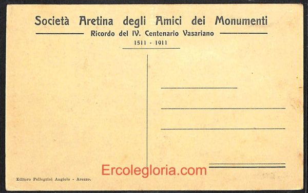 ae0046 - CARTOLINA  D'EPOCA - Arezzo Città - Testata della Logge Vasari - immagine 2