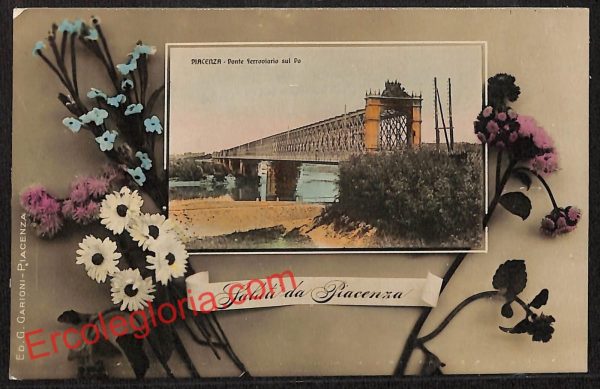 ah7523 - CARTOLINA D'EPOCA - Piacenza Città - Ponte Ferroviario sul Po